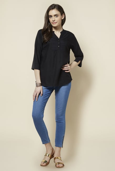 Zudio Black Solid Andy Blouse Zudio Black Solid Andy Blouse