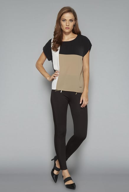 Wardrobe Black & Khaki Amy Blouse Wardrobe Black & Khaki Amy Blouse