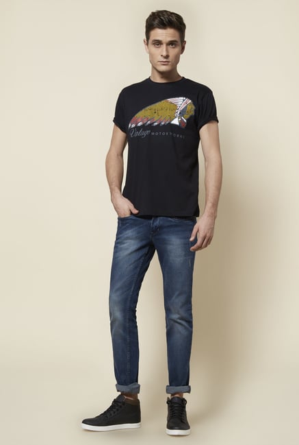 Zudio Black Printed T Shirt Zudio Black Printed T Shirt