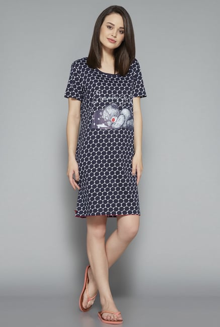 Intima Navy Printed Nightdress Intima Navy Printed Nightdress