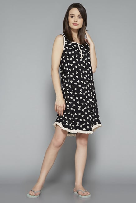 Intima Black Printed Nightdress Intima Black Printed Nightdress