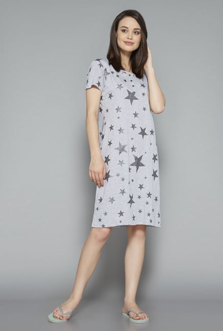 Intima Grey Printed Nightdress Intima Grey Printed Nightdress