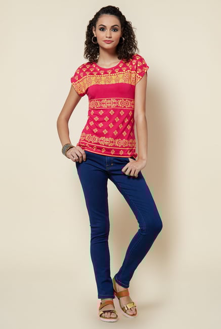 Zudio Pink Printed Top Zudio Pink Printed Top