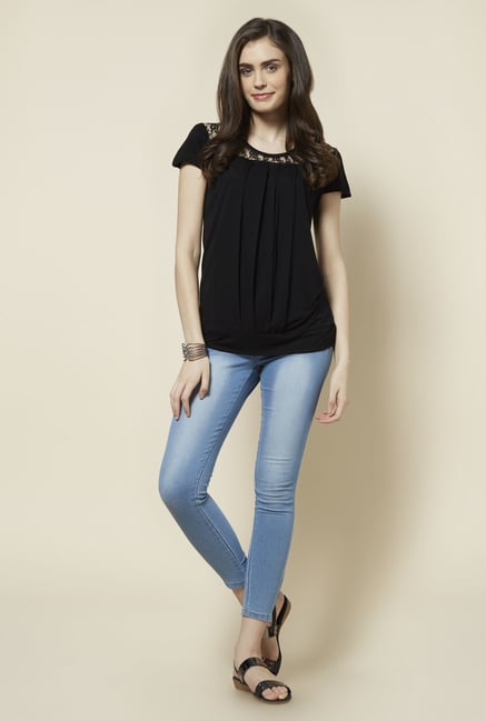 Zudio Black Solid Marty Top Zudio Black Solid Marty Top