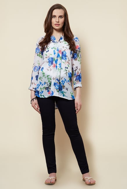 Zudio White Floral Printed Macy Blouse Zudio White Floral Printed Macy Blouse