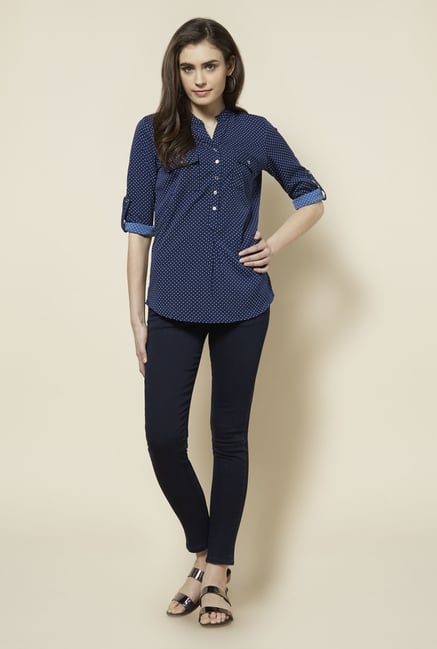Zudio Navy Polka Dot Topsy Blouse Zudio Navy Polka Dot Topsy Blouse