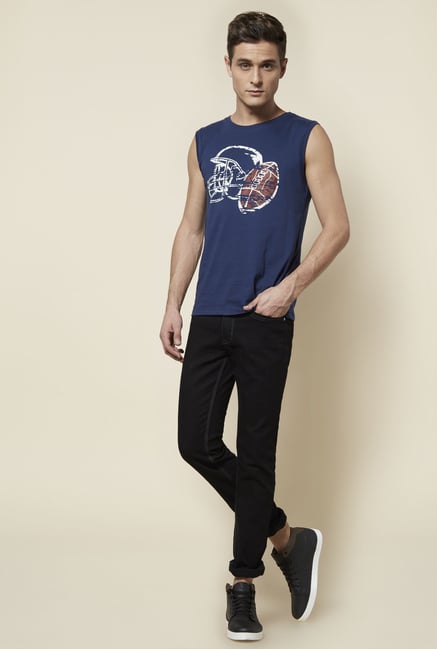 Zudio Navy Printed T Shirt Zudio Navy Printed T Shirt