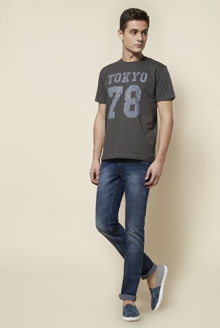 Zudio Grey Cotton Printed T Shirt Zudio Grey Cotton Printed T Shirt
