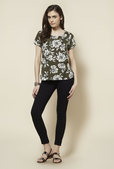 Zudio Olive Floral Printed Edna Blouse Zudio Olive Floral Printed Edna Blouse