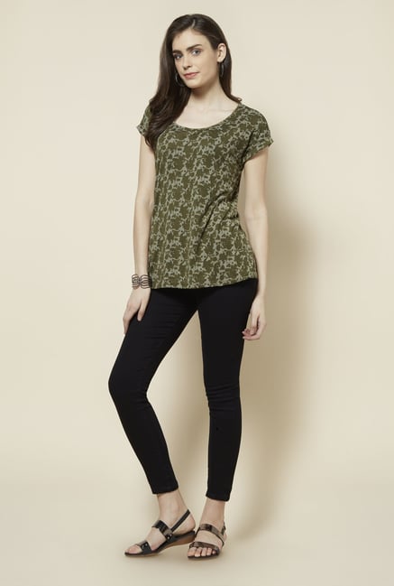 Zudio Olive Printed Cecil Top Zudio Olive Printed Cecil Top