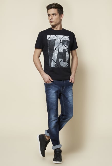 Zudio Black Printed Cotton T Shirt Zudio Black Printed Cotton T Shirt
