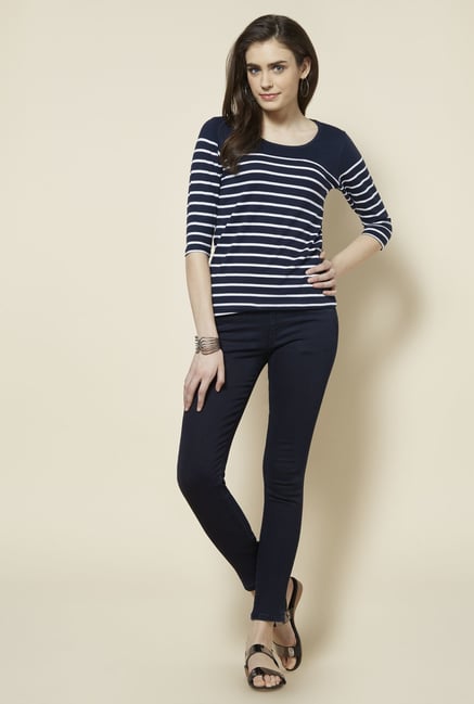 Zudio Navy Striped Zoe Top Zudio Navy Striped Zoe Top