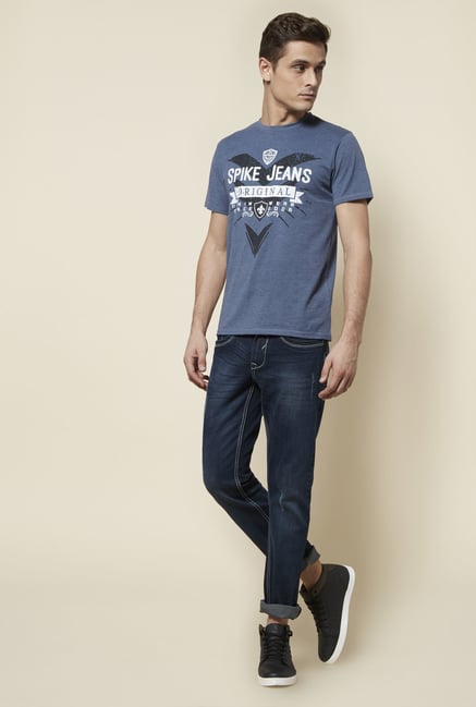 Zudio Indigo Printed Crew Neck T Shirt Zudio Indigo Printed Crew Neck T Shirt