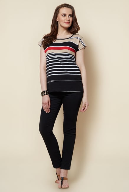 Zudio Black Striped Bobby Top Zudio Black Striped Bobby Top