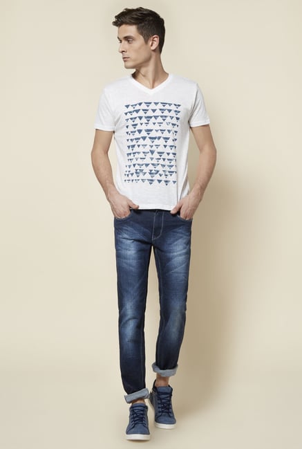 Zudio White Printed Slim Fit T Shirt Zudio White Printed Slim Fit T Shirt