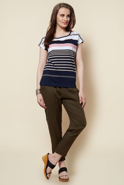 Zudio Navy Striped Bobby T Shirt Zudio Navy Striped Bobby T Shirt