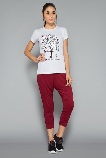 Westsport Womens Maroon Solid Joggers Westsport Womens Maroon Solid Joggers