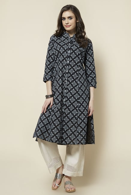Zudio Black Printed Kurta Zudio Black Printed Kurta