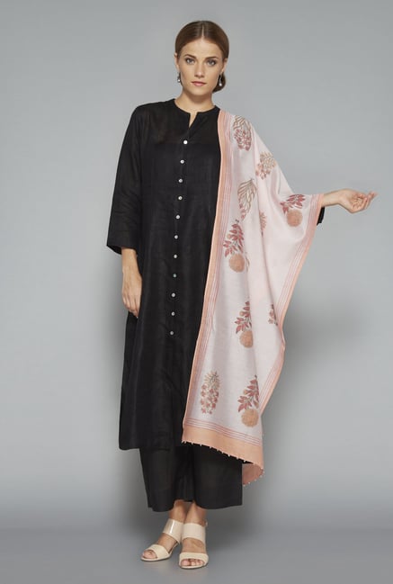 Zuba Pink Cotton Polyblend Dupatta Zuba Pink Cotton Polyblend Dupatta