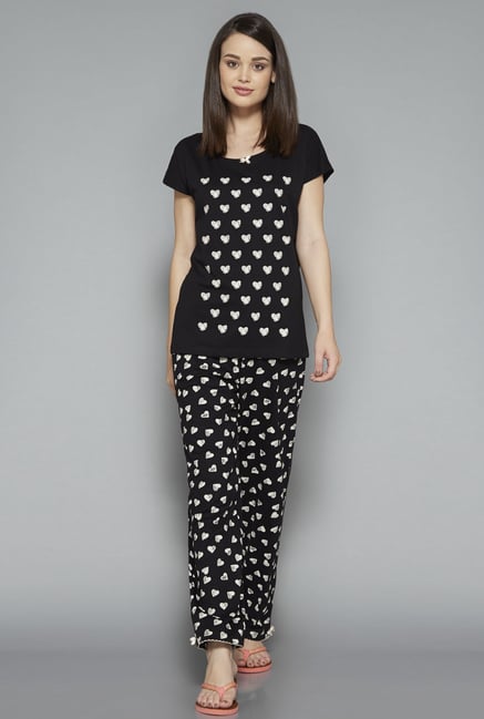 Intima Black Printed Pyjama Set Intima Black Printed Pyjama Set