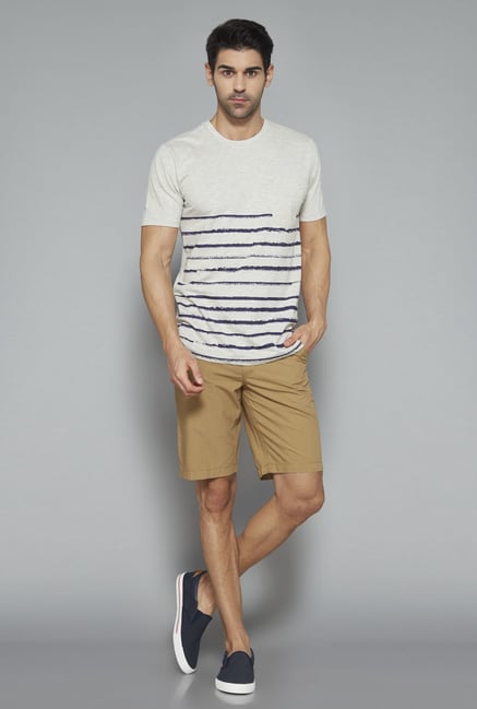 Westsport Mens Beige Striped T Shirt Westsport Mens Beige Striped T Shirt