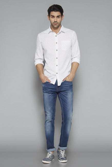 Westsport Mens White Printed Shirt Westsport Mens White Printed Shirt