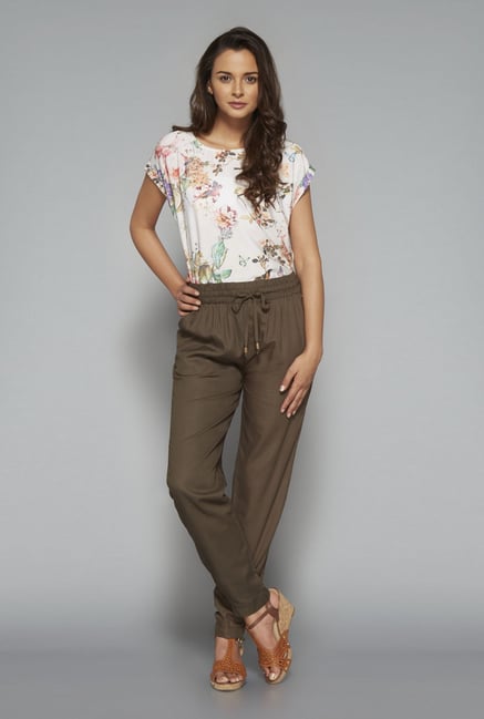 LOV Beige Floral Printed T Shirt LOV Beige Floral Printed T Shirt