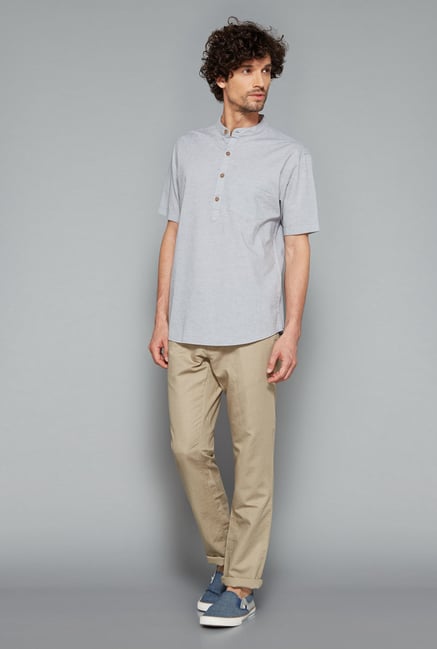 Westsport Mens Grey Solid Shirt Westsport Mens Grey Solid Shirt