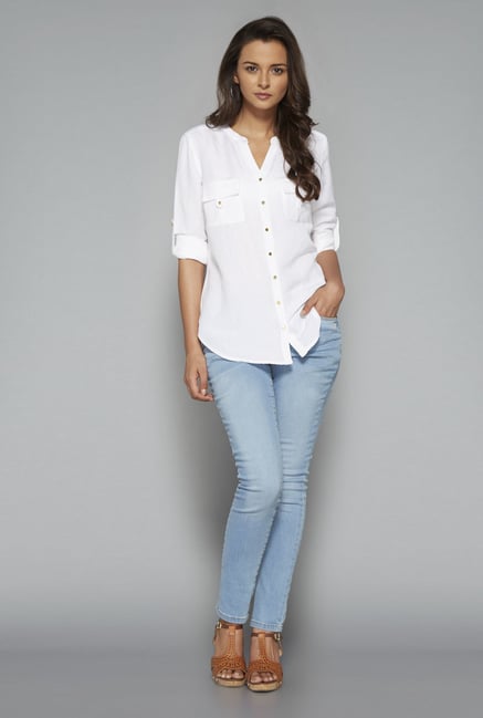 LOV White Solid Blouse LOV White Solid Blouse