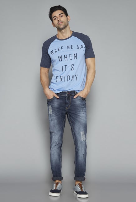 Nuon Blue Printed T Shirt Nuon Blue Printed T Shirt