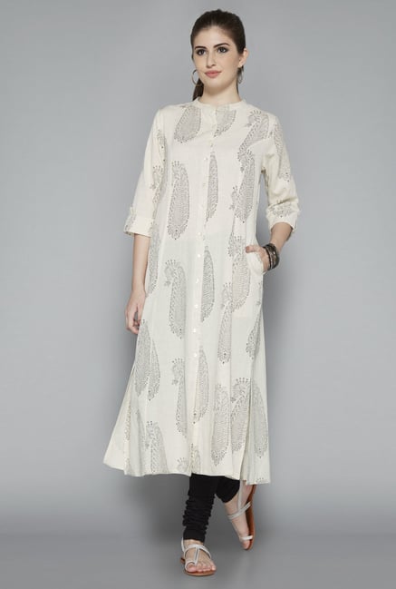 Utsa Beige Paisley Printed Kurta Utsa Beige Paisley Printed Kurta