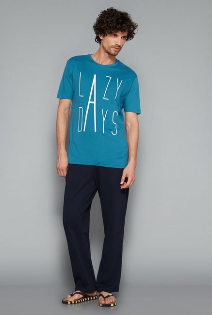 Bodybasics Teal Printed T Shirt Bodybasics Teal Printed T Shirt