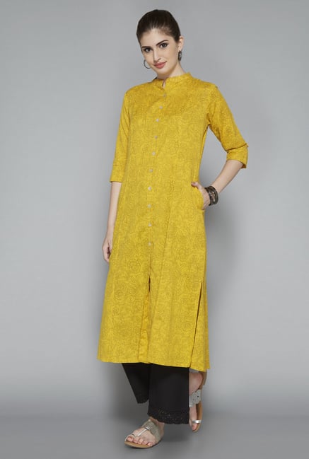 Utsa Yellow Floral Printed Kurta Utsa Yellow Floral Printed Kurta