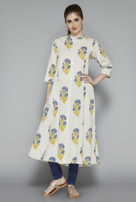 Utsa Beige Floral Printed Kurta Utsa Beige Floral Printed Kurta