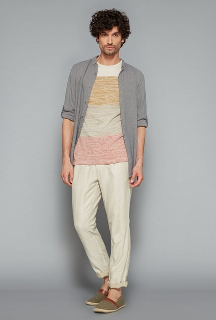 ETA Beige Printed Slim Fit T Shirt ETA Beige Printed Slim Fit T Shirt
