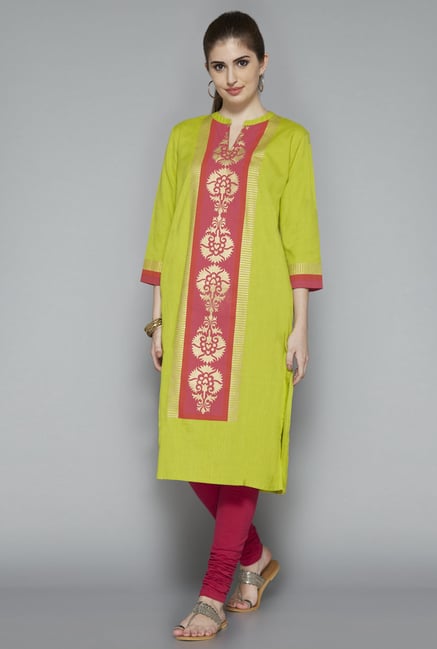 Utsa Lime Embroidered Kurta Utsa Lime Embroidered Kurta