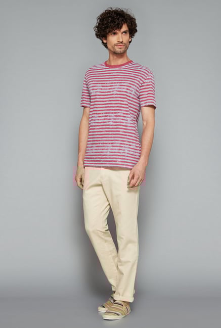 Westsport Mens Red Striped Slim Fit T Shirt Westsport Mens Red Striped Slim Fit T Shirt