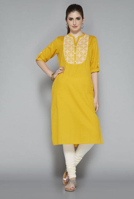 Utsa Yellow Embroidered Kurta Utsa Yellow Embroidered Kurta