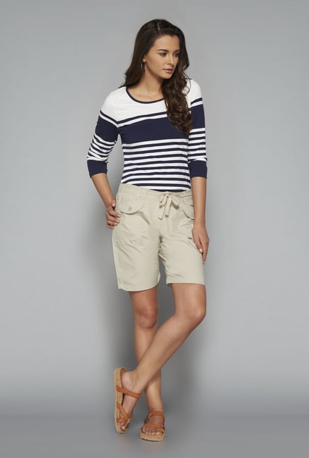 LOV Beige Solid Shorts LOV Beige Solid Shorts