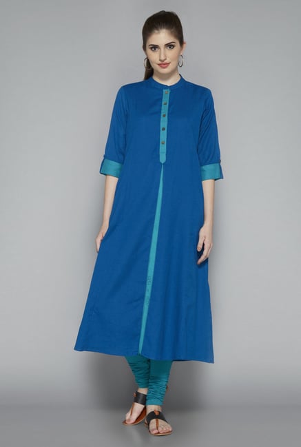 Utsa Blue Solid Kurta Utsa Blue Solid Kurta