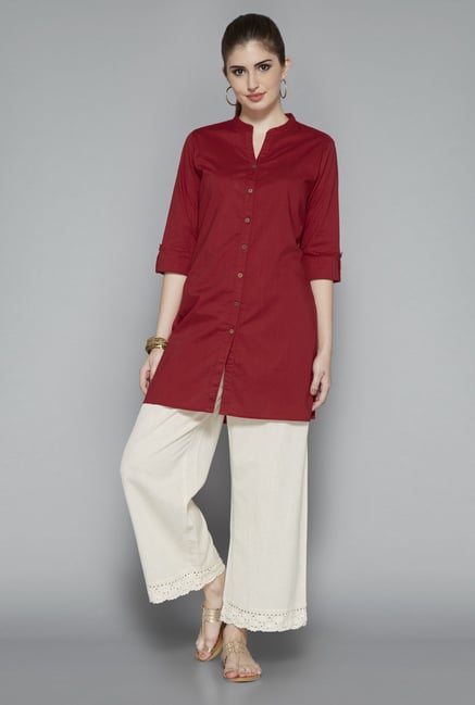 Utsa Maroon Solid Kurti Utsa Maroon Solid Kurti