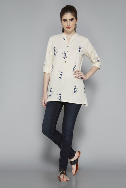 Utsa Beige Cotton Kurti Utsa Beige Cotton Kurti