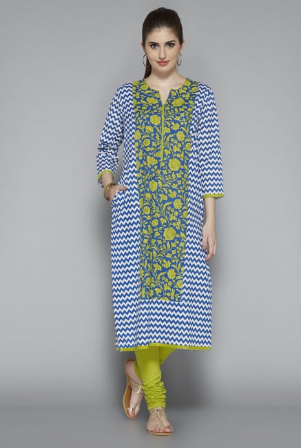 Utsa Indigo Floral Printed Kurta Utsa Indigo Floral Printed Kurta