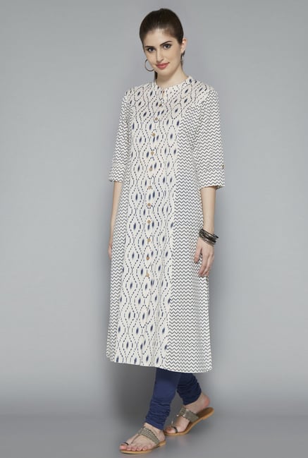 Utsa Beige Cotton Printed Kurta Utsa Beige Cotton Printed Kurta