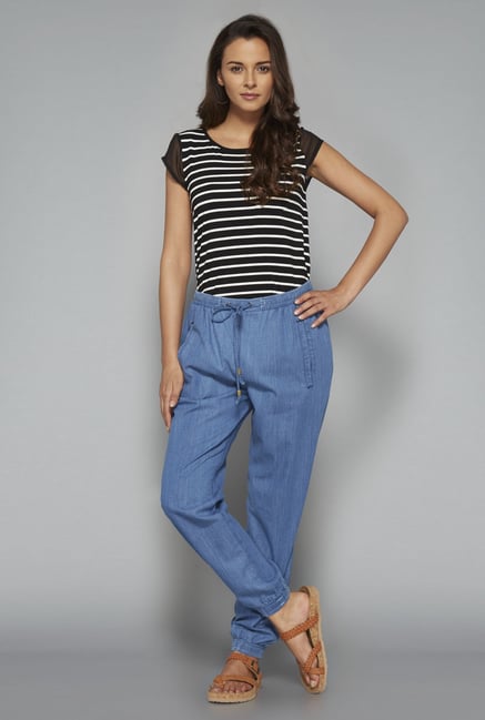 LOV Blue Solid Joggers LOV Blue Solid Joggers