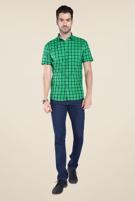 Parx Dark Green Checks Shirt Parx Dark Green Checks Shirt
