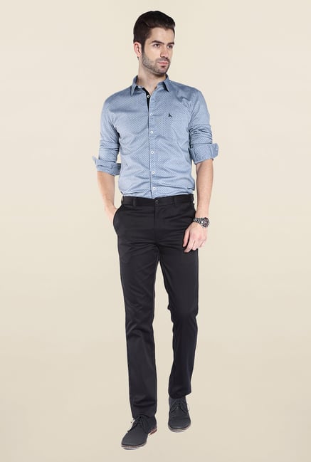 Parx Blue Printed Cotton Shirt Parx Blue Printed Cotton Shirt