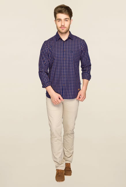 Parx Dark Blue Checks Shirt Parx Dark Blue Checks Shirt