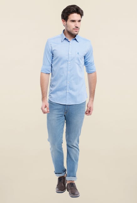 Parx Light Blue Solid Shirt Parx Light Blue Solid Shirt