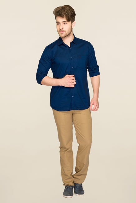 Parx Dark Blue Solid Shirt Parx Dark Blue Solid Shirt